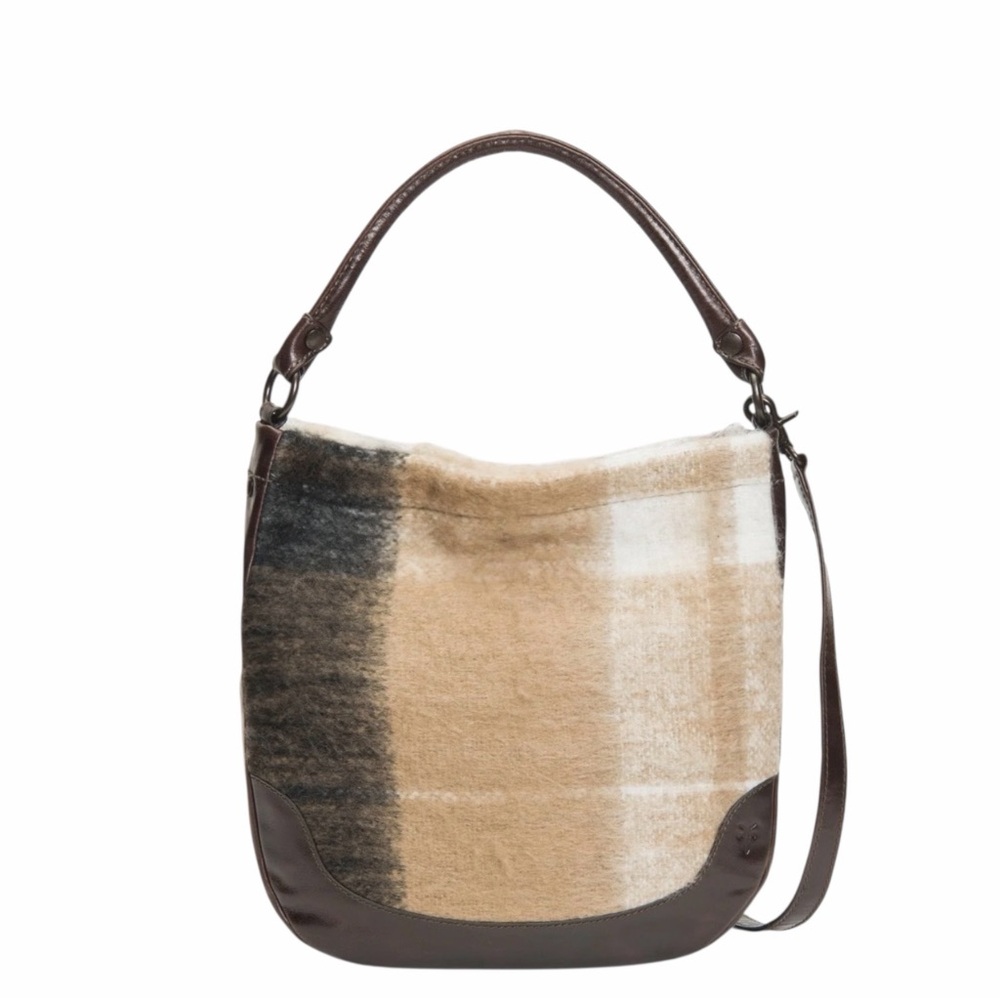 Frye Melissa Fuzzy Blanket Bucket Hobo Bag Purse Shoulder Bag Crossbody